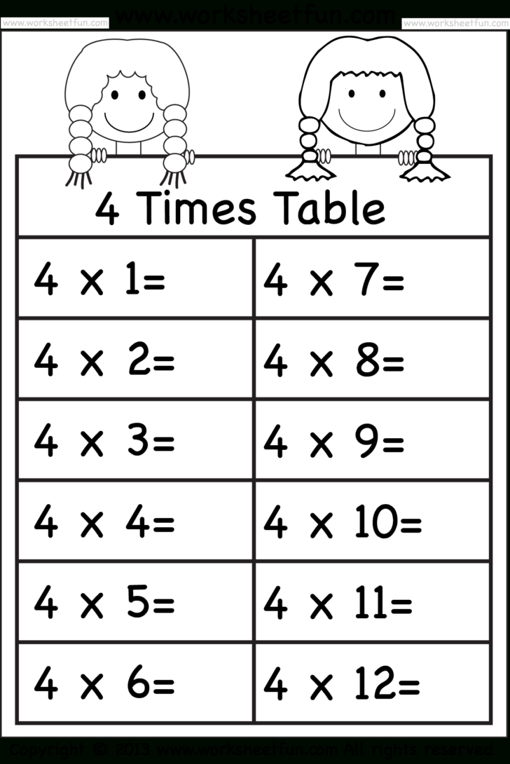 4 Table Multiplication Worksheet 4 Table Multiplication Worksheet