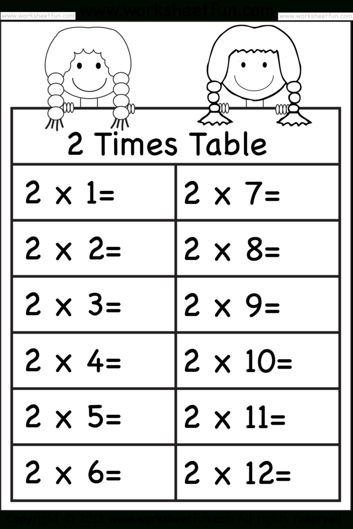 Multiplication 2 Times Table Worksheet