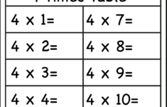 Times Tables Worksheets – 2, 3, 4, 5, 6, 7, 8, 9, 10, 11 And 12 inside 4 Times Multiplication Worksheets