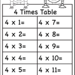Times Tables Worksheets – 2, 3, 4, 5, 6, 7, 8, 9, 10, 11 And 12 Intended For Multiplication Times 4 Worksheets