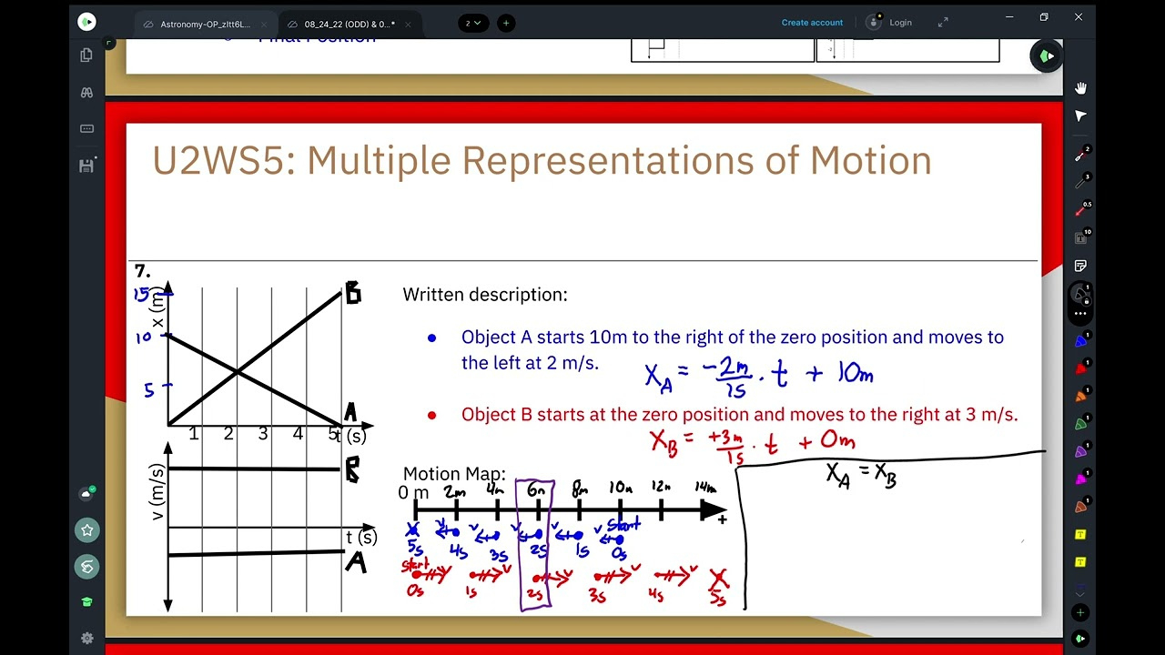 U2Ws5: Multiple Representations Of Motion Problem 7 Solution With Equations inside Unit 2 Worksheet 5 Multiple Representations of Motion Answers