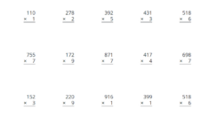 United Kingdom (25) 3-Digit1-Digit Multiplication Math for 1 Digit by 3 Digit Multiplication Worksheets