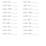 United Kingdom Multiply Decimals10,100,1000 Math Worksheets In Multiplication Of Decimals By 10 100 And 1000 Worksheets