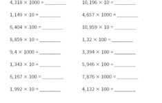 United Kingdom Multiply Decimals10,100,1000 Math Worksheets in Multiplication Of Decimals By 10 100 And 1000 Worksheets
