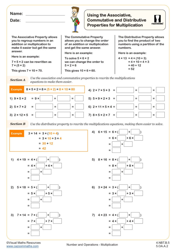 Associative Property Multiplication Worksheet Associative Property Multiplication Worksheet