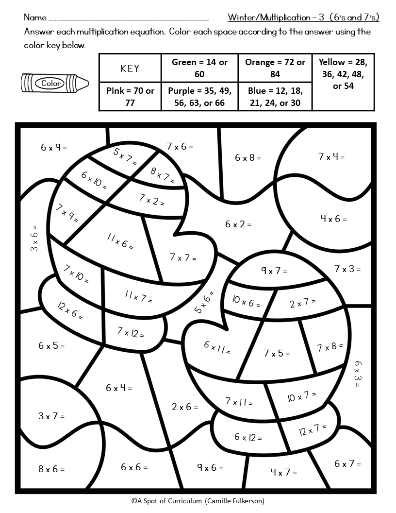 Winter Coloring Pages - Multiplication Colornumber - Classful with regard to Math Multiplication Coloring Worksheets