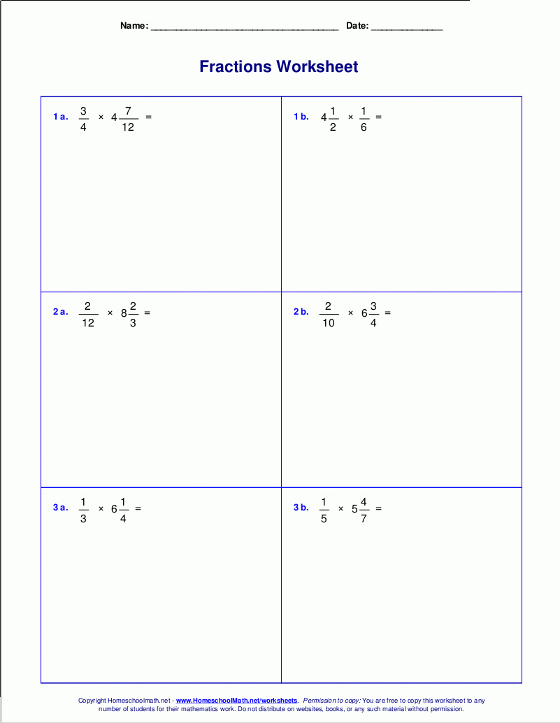 Worksheets For Fraction Multiplication intended for Multiplication of Fractions and Mixed Numbers Worksheets